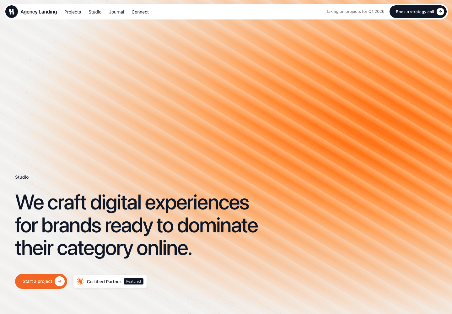 Agency landing page website preview