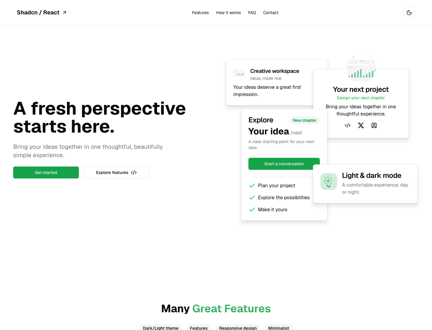 Product landing page website preview