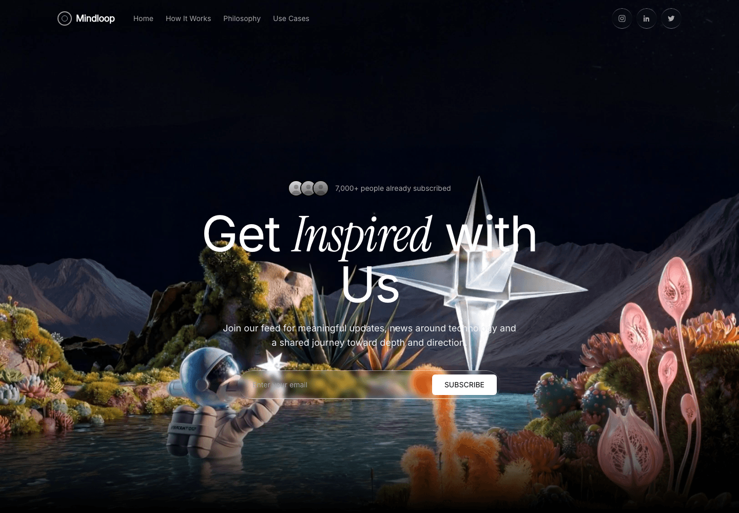 Newsletter landing page website preview
