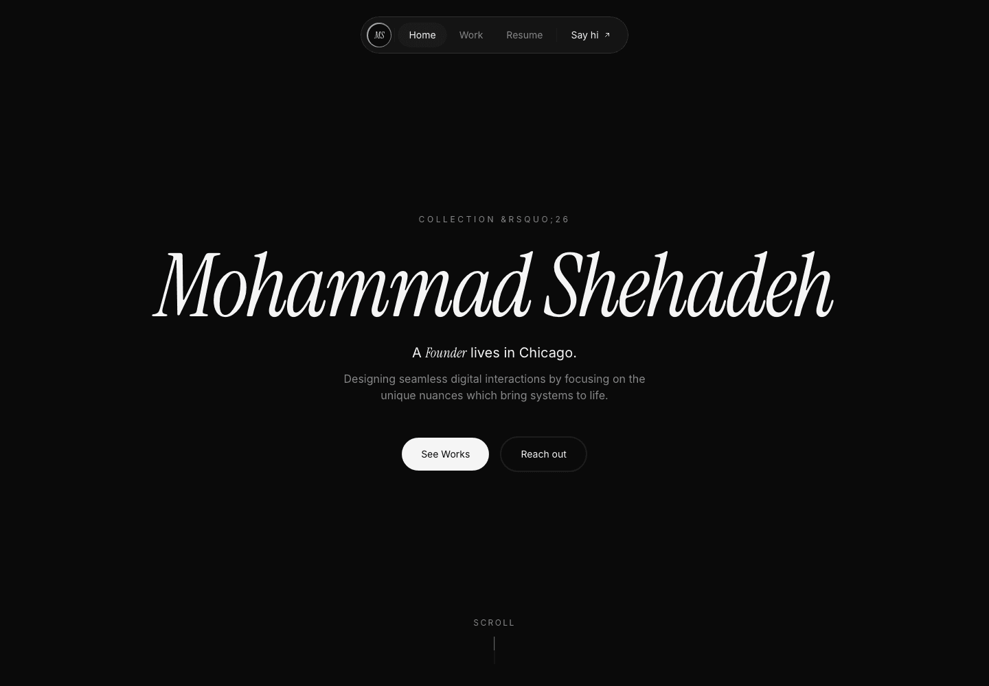 Cinematic portfolio website preview