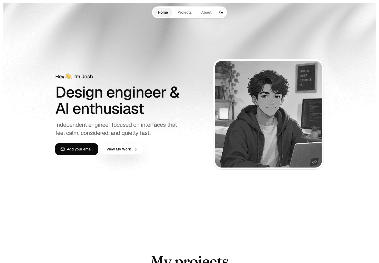 Animated portfolio website preview